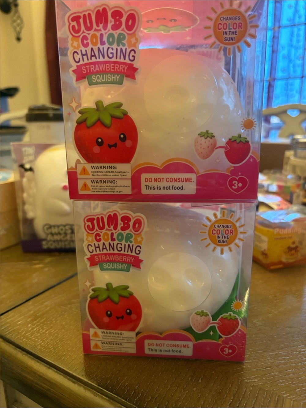 NIB Jumbo Color Changing Strawberry Squishy Toy - White/Pastel to Red $15ea